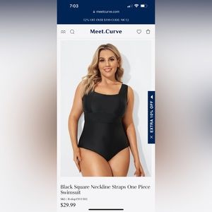 Meet Curve black square neck swimsuit NWOT